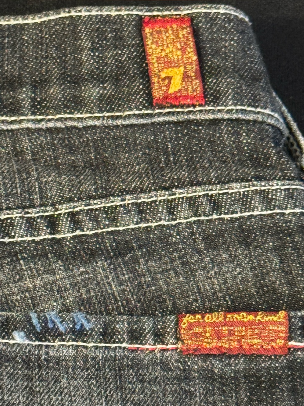 7 For All Mankind Mens Denim Jeans Bootcut Studded Dark Wash USA 36 - Picture 5 of 7